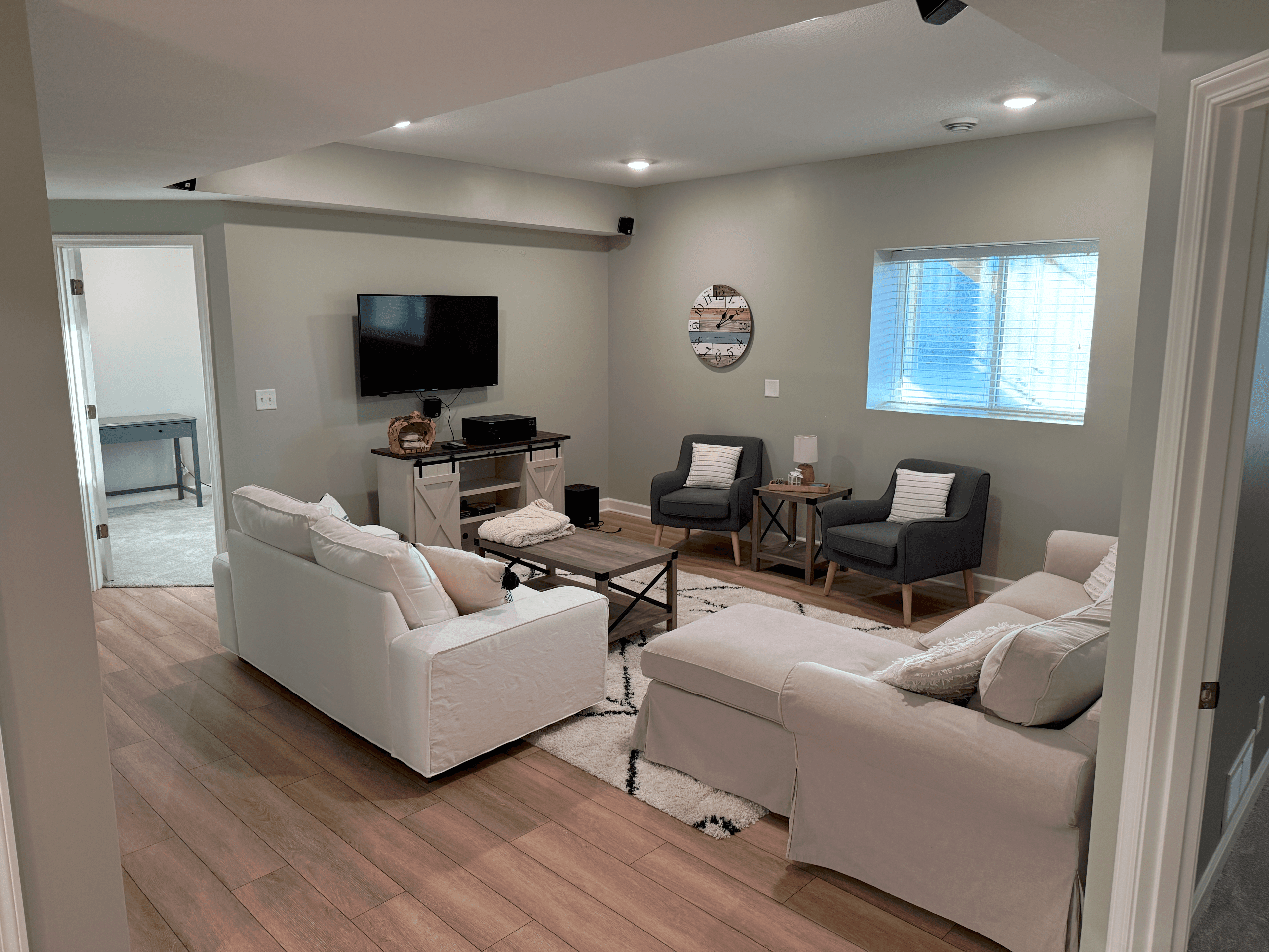 Victoria basement remodel — living room.